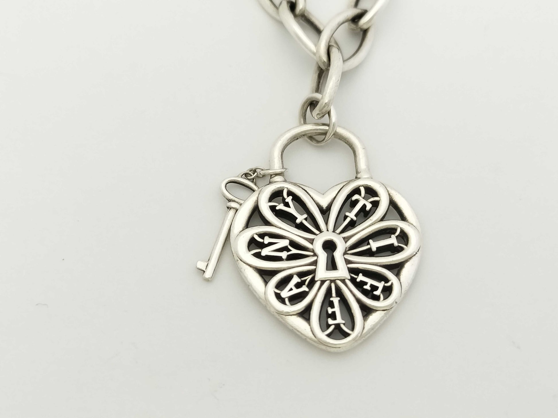 Tiffany & Co. Filigree Heart Key Bracelet SV925 17.2g Bracelet Bangle