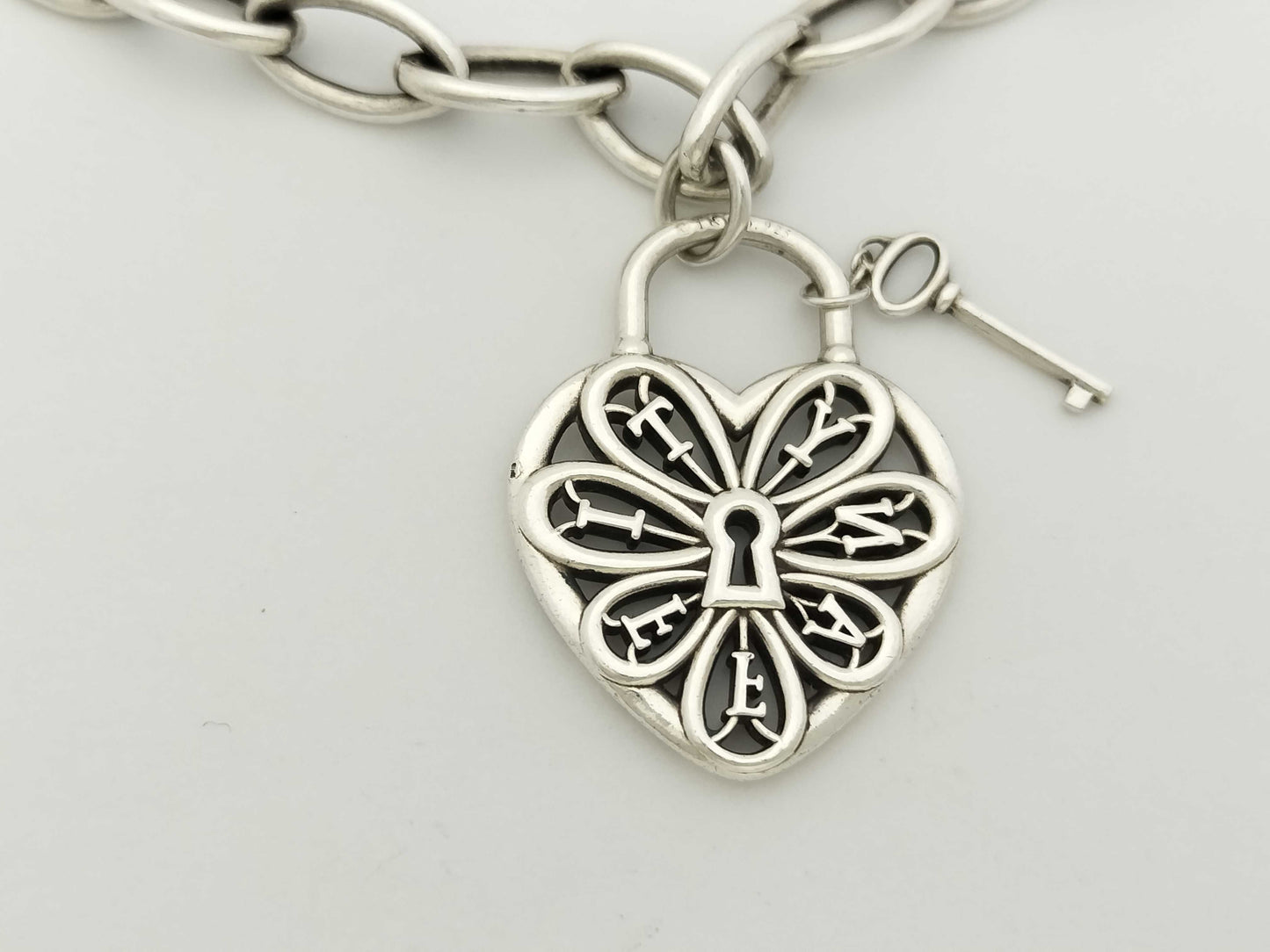 Tiffany & Co. Filigree Heart Key Bracelet SV925 17.2g Bracelet Bangle