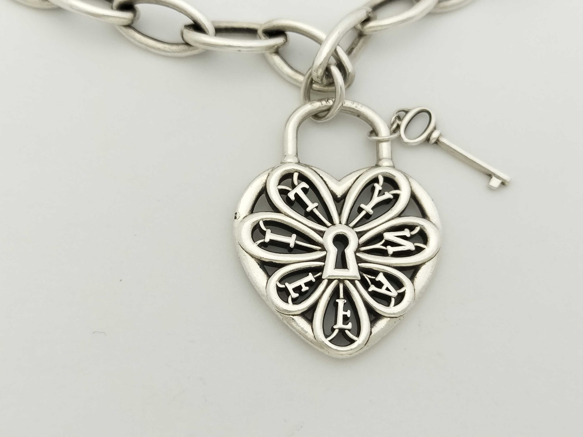 Tiffany & Co. Filigree Heart Key Bracelet SV925 17.2g Bracelet Bangle