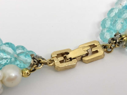 GIVENCHY Givenchy Necklace Beaded Pearl Colored Stone Blue Necklace
