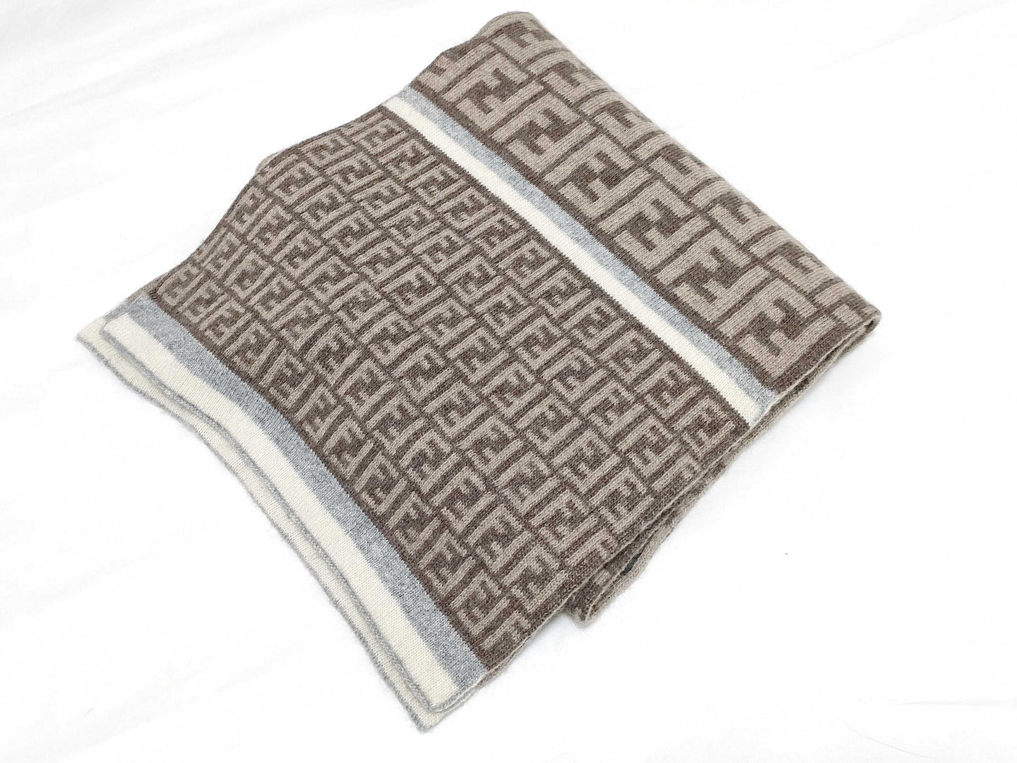 FENDI Zucca Pattern Fendi Zucca Muffler Beige Muffler