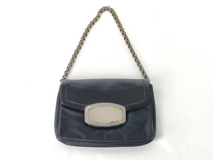 PRADA Nylon Prada Chain Shoulder Bag Mirror Black Pouch
