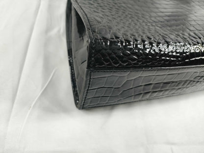 Yves Saint Laurent Handbag Croco-Embossed Black Handbag