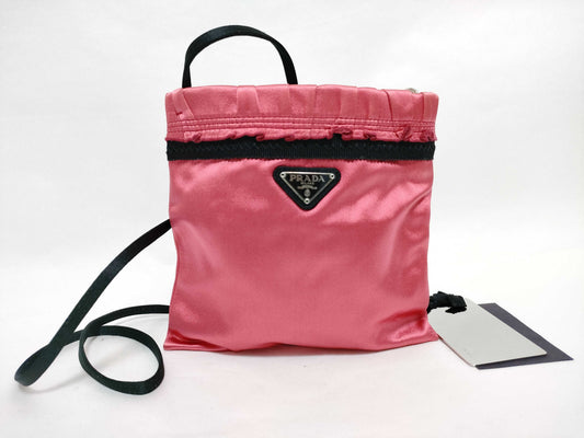 PRADA Shoulder Bag Sacoche Satin Red Shoulder Bag