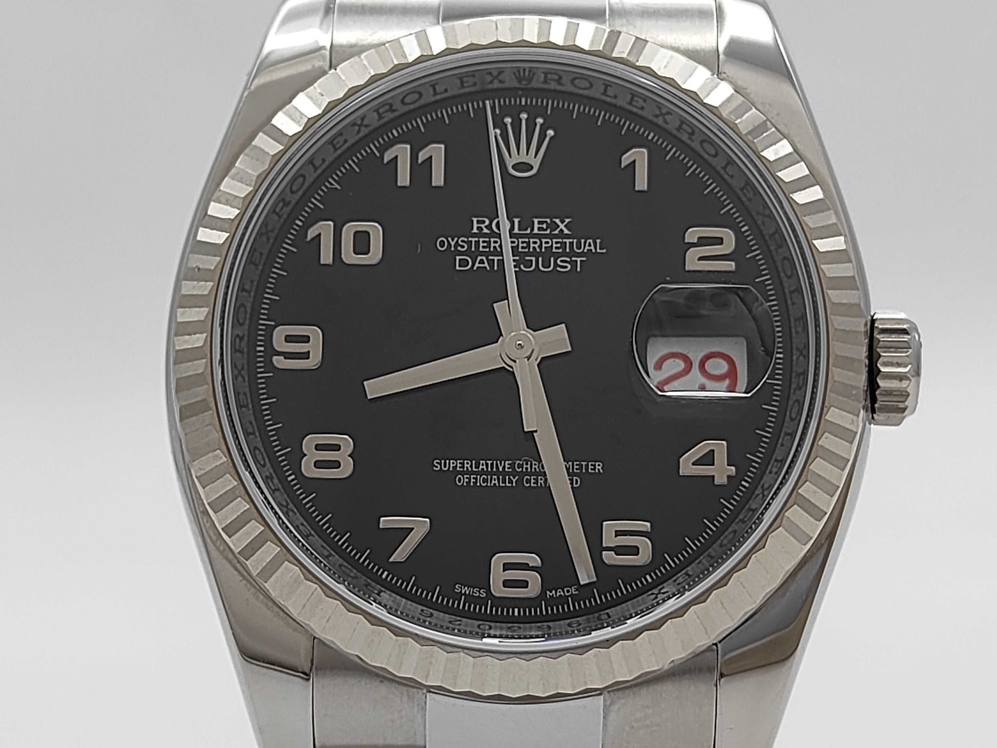 ROLEX 116234 D963026 Black Roman Oyster Breath Men's Watch