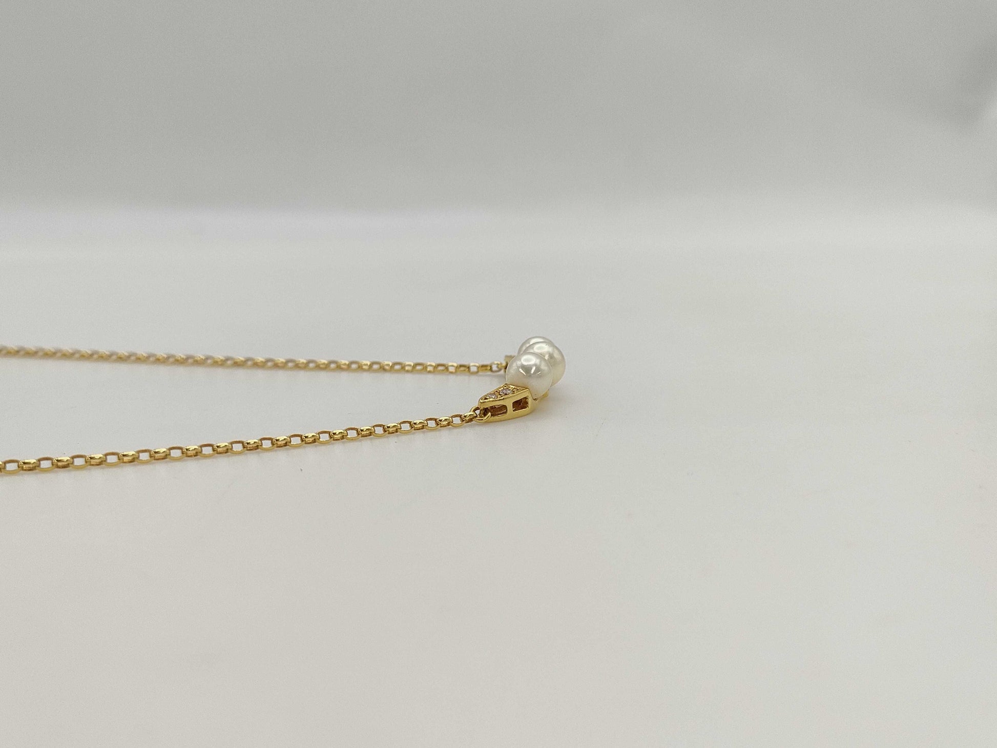 MIKIMOTO Pearl Necklace, Diameter: Approx. 5.1-5.4mm, Diamond, 18K Gold, 4.6g 