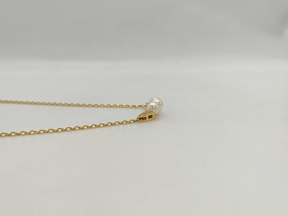 MIKIMOTO Pearl Necklace, Diameter: Approx. 5.1-5.4mm, Diamond, 18K Gold, 4.6g 