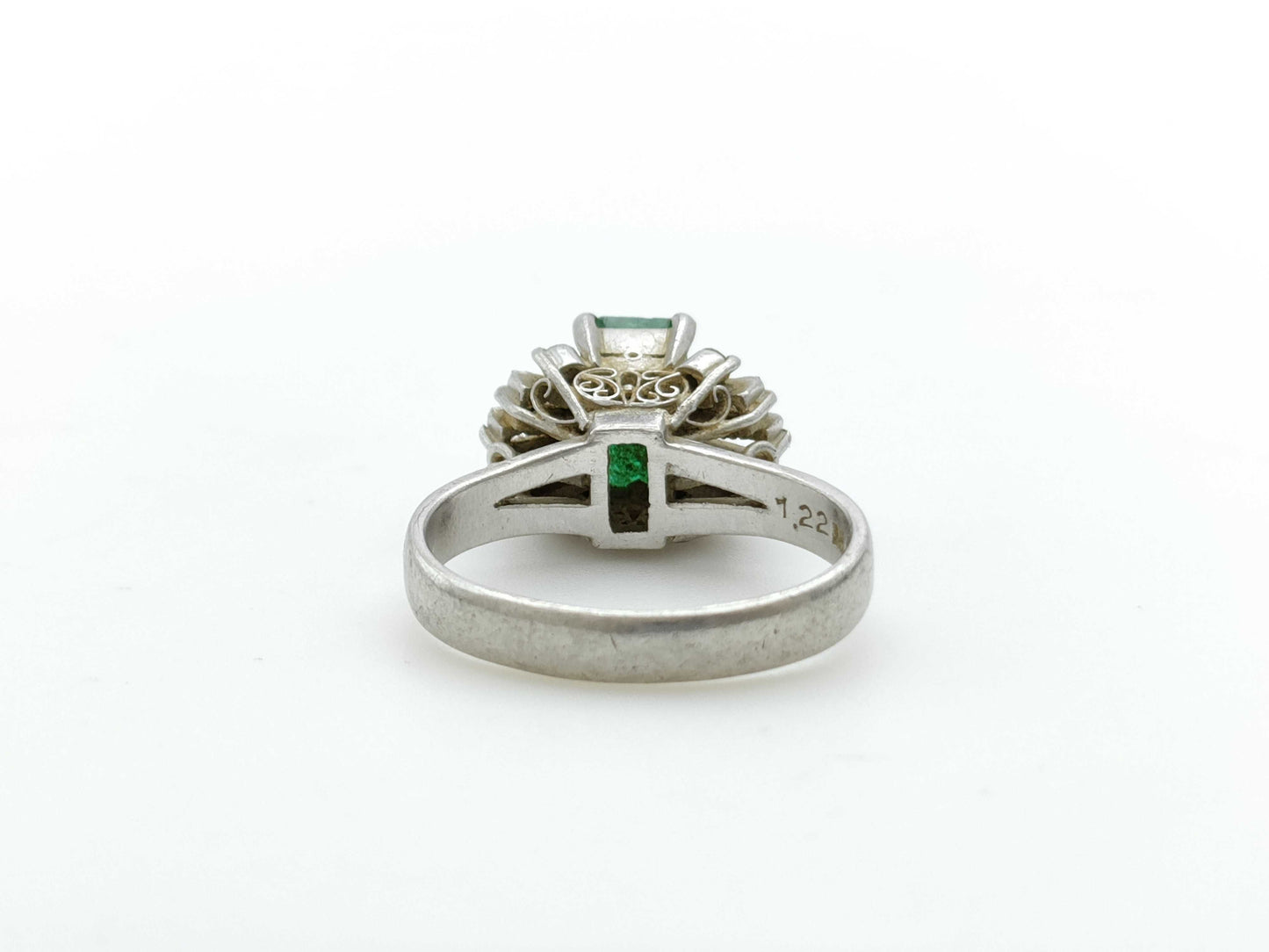 1.22ct colored stone, diamond, Pt900, 7.8g ring 