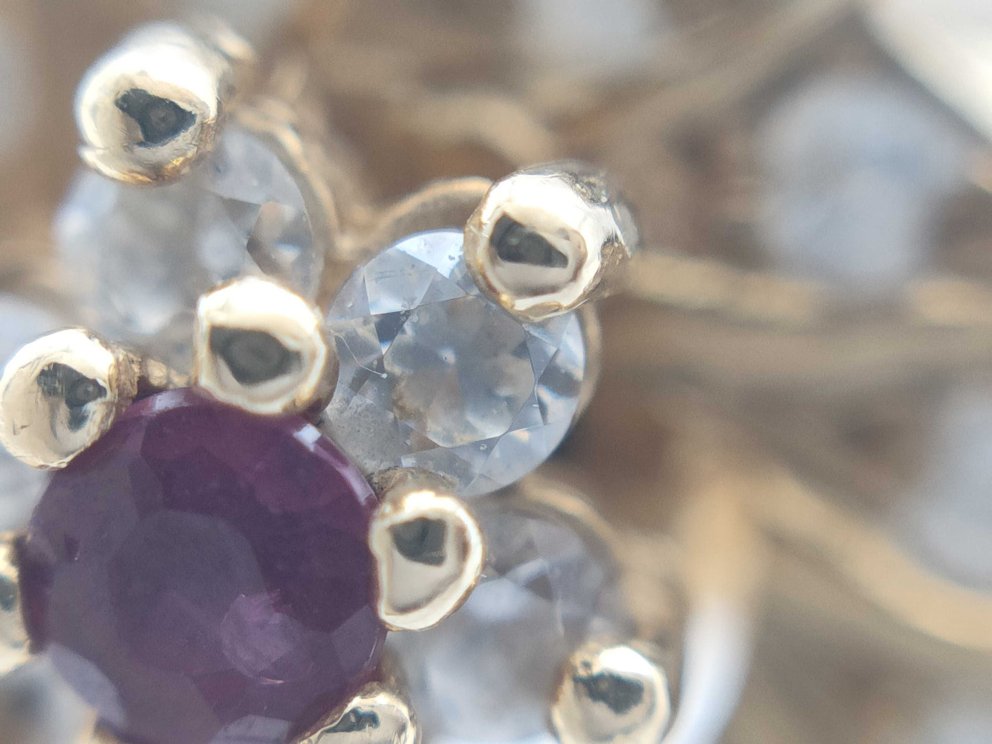 Swing Ring with Colored and Transparent Stones, 585, 3.9g 