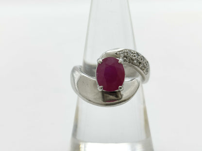 Colored Stone 2.09ct D0.10ct Pt900 13.9g Ring 