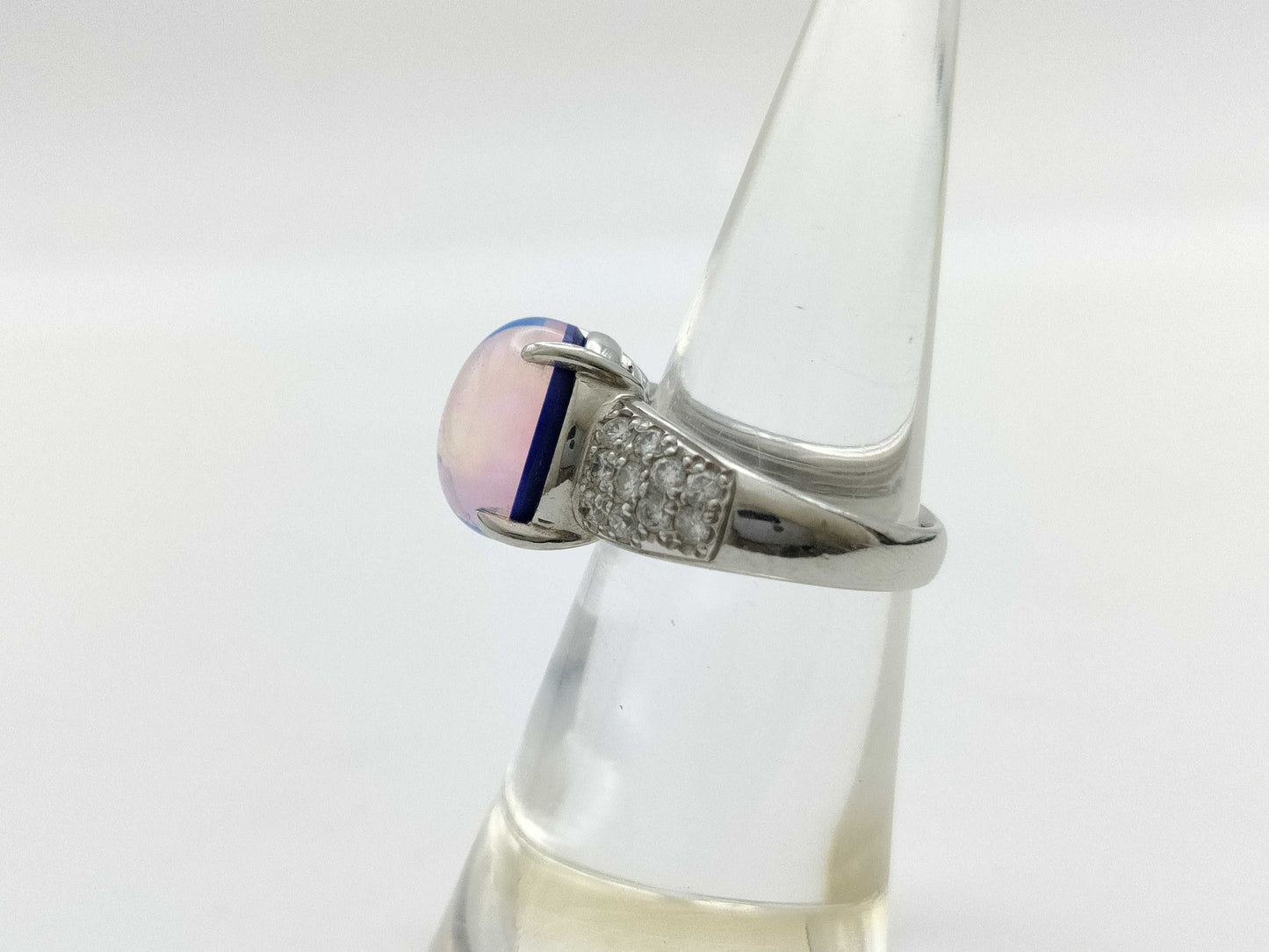 CRESCENT VERT Colored Stone 3.10ct D0.50ct Pt950 10.4g Ring 