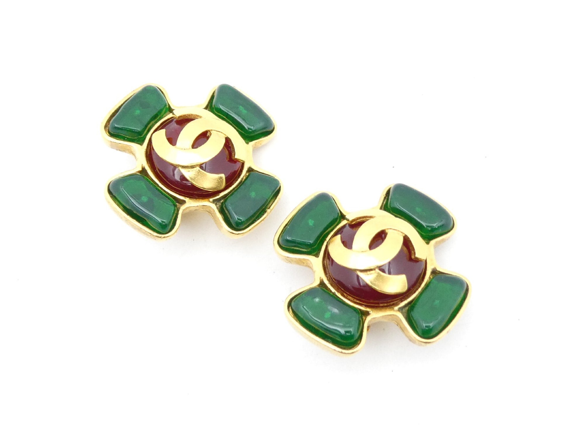 CHANEL Cocomark Cross Gold Earrings