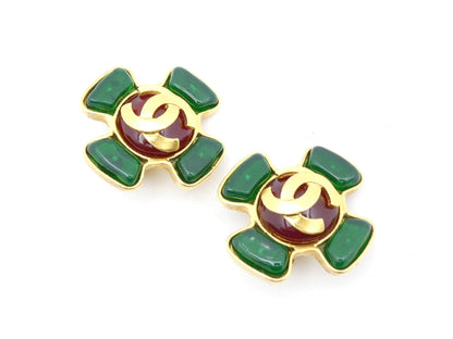 CHANEL Cocomark Cross Gold Earrings