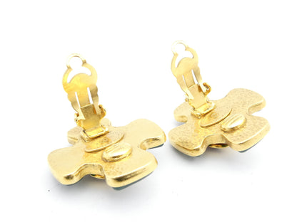 CHANEL Cocomark Cross Gold Earrings
