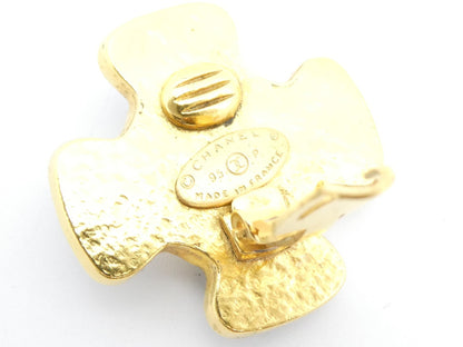 CHANEL Cocomark Cross Gold Earrings