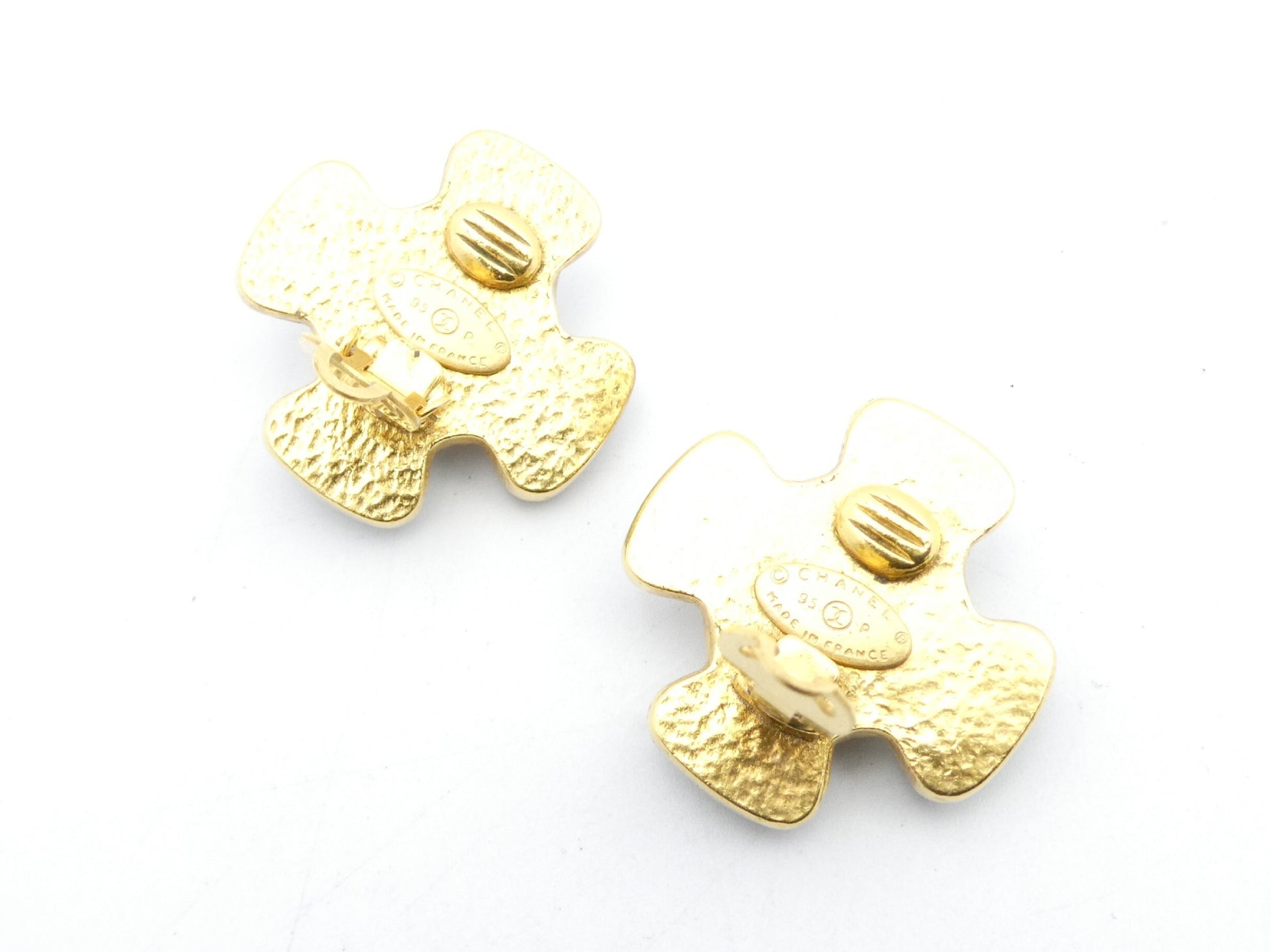 CHANEL Cocomark Cross Gold Earrings