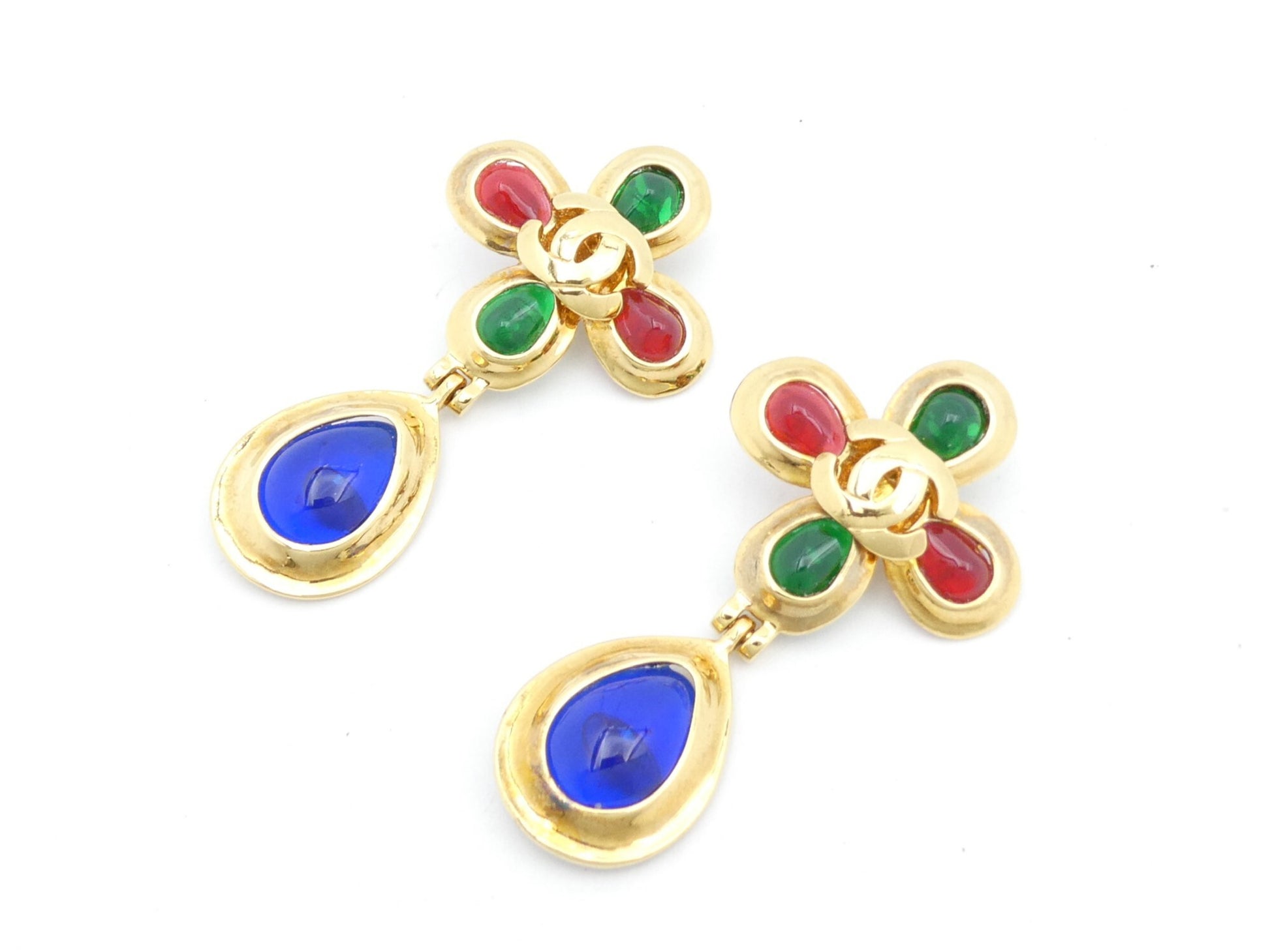 CHANEL Cocomark Cross Swing Earrings