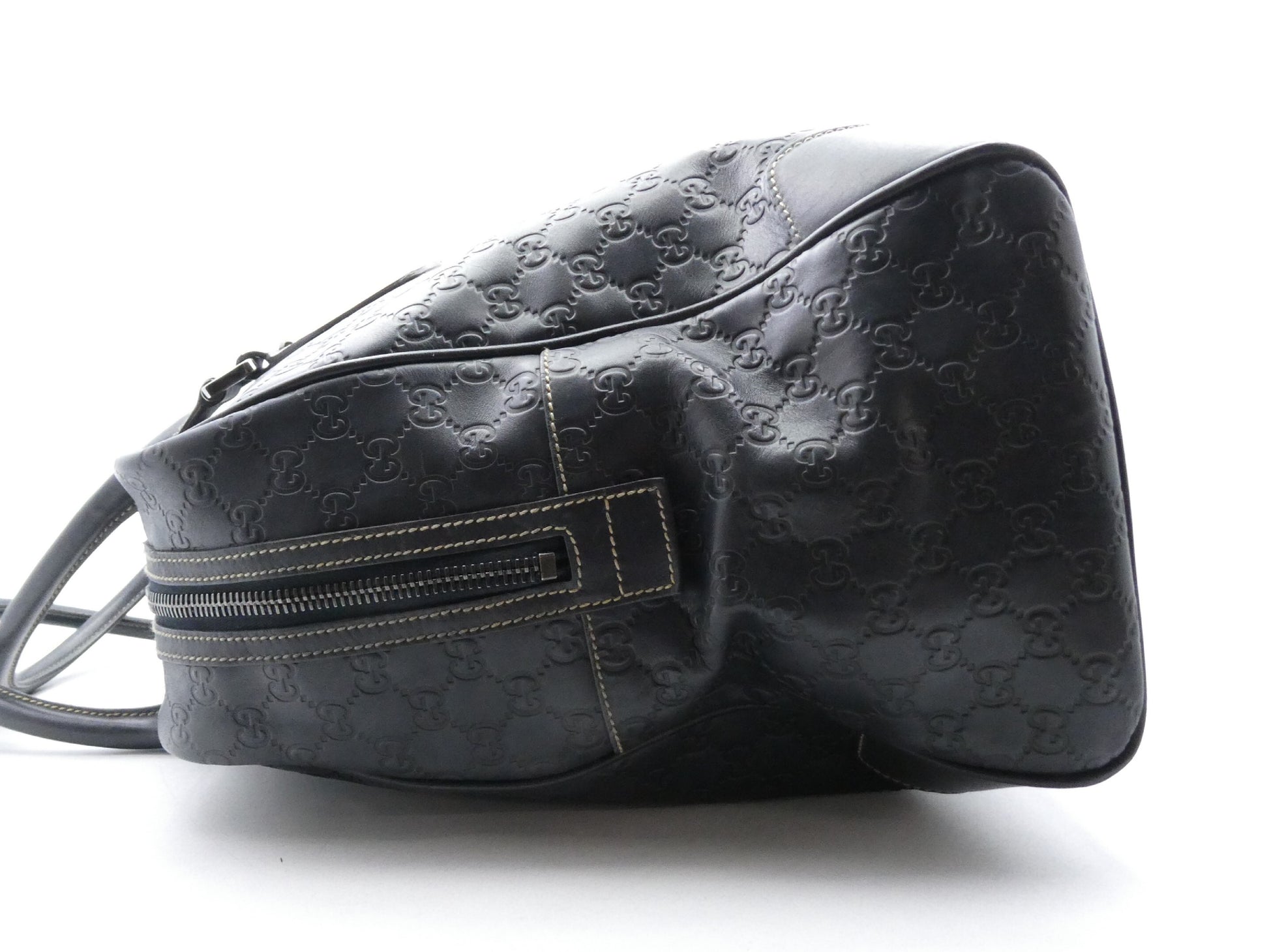 GUCCI GG Shima Leather Boston Bag