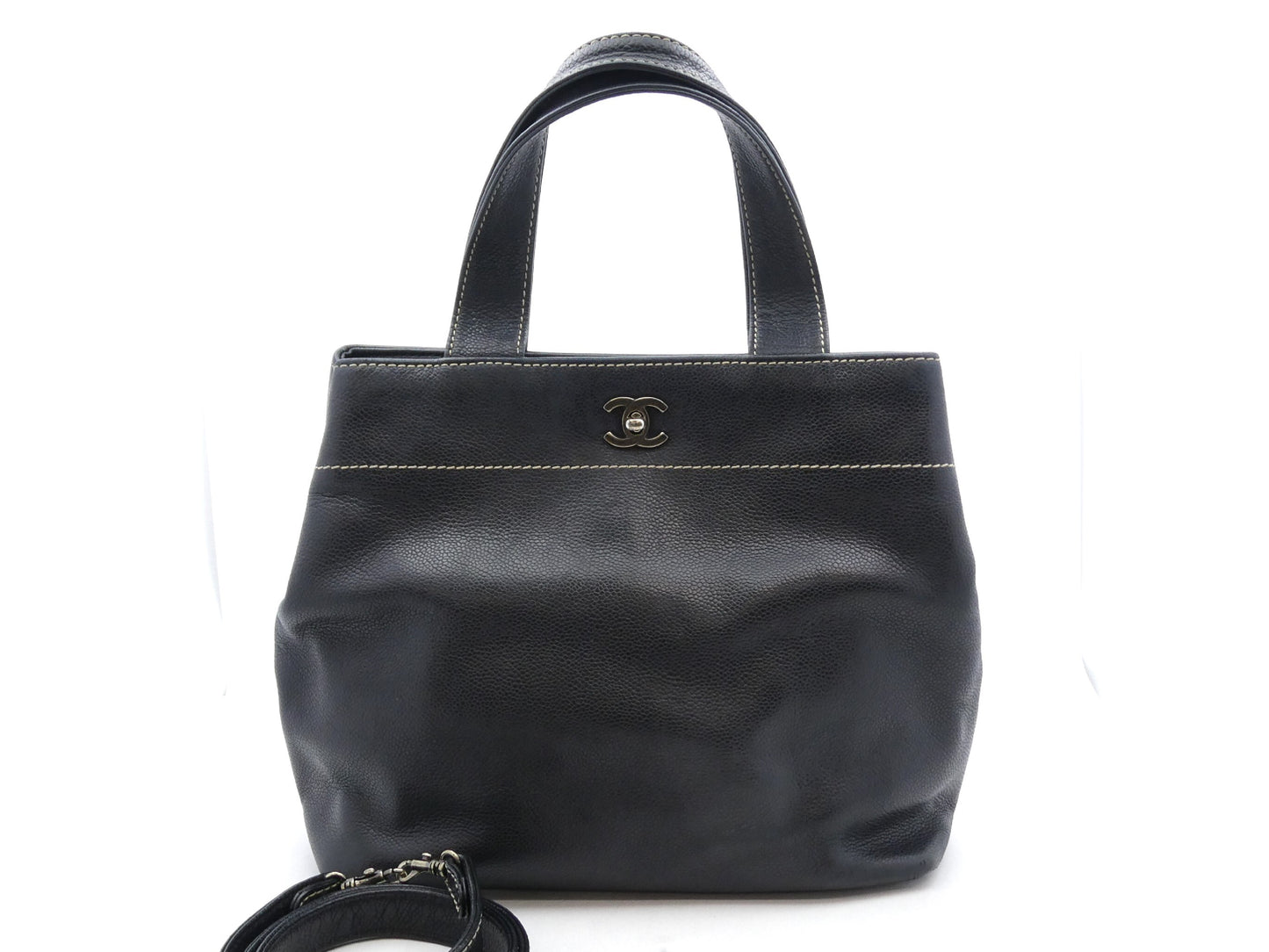 CHANEL Caviar Skin Coco Mark 2WAY Handbag