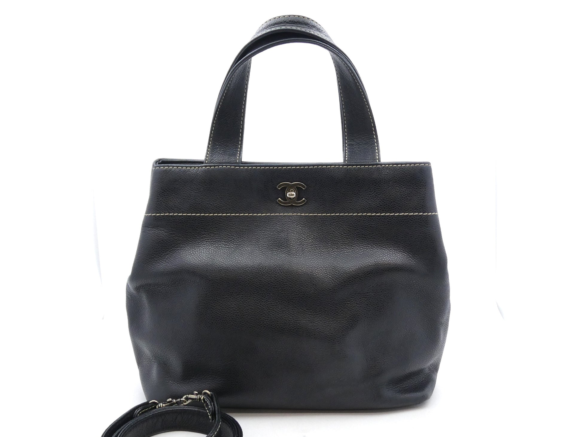 CHANEL Caviar Skin Coco Mark 2WAY Handbag