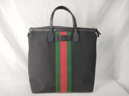 GUCCI GUCCI Offidia Sherry Line 619751 Tote Bag Handbag Black Black Gucci Tote Bag