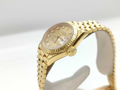 ROLEX 69178G L592046 Champagne Dial K18 Women's Watch