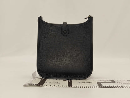 HERMES Evelyn 16 Black Shoulder Bag Tryon Clemence SV Hardware W Engraved Shoulder Bag
