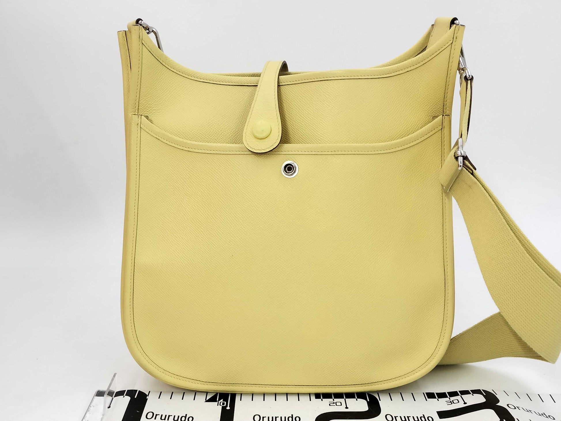 HERMES Leather Evelyn Shoulder Bag Yellow T-Engraved Shoulder Bag