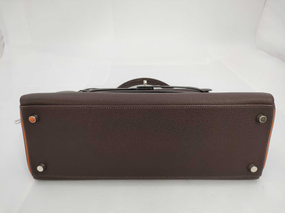 HERMES Kelly Series 32 2-Way Bag □H Engraving Brown Handbag