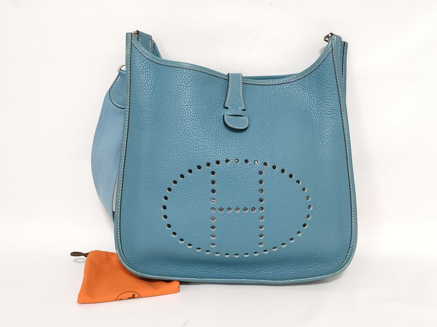HERMES Evelyn Evelyn Shoulder Bag Leather Blue Shoulder Bag