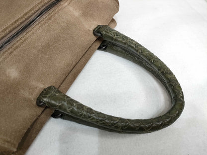BOTTEGA VENETA Intrecciato Bottega Veneta Crocodile Boston Bag Suede Genuine Leather Tote Bag Handbag