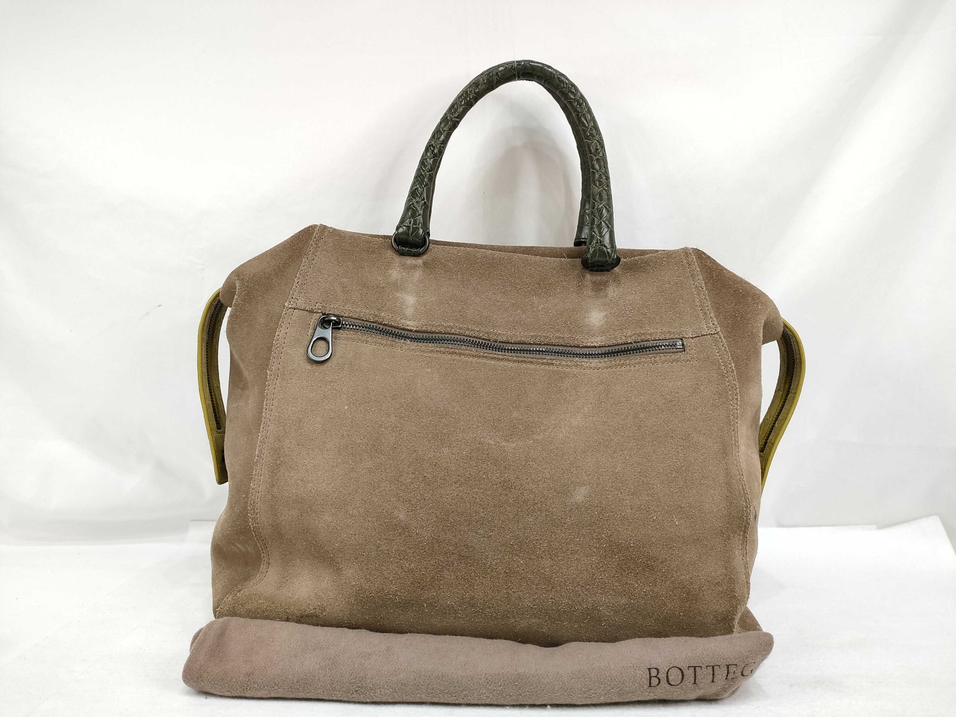 BOTTEGA VENETA Intrecciato Bottega Veneta Crocodile Boston Bag Suede Genuine Leather Tote Bag Handbag