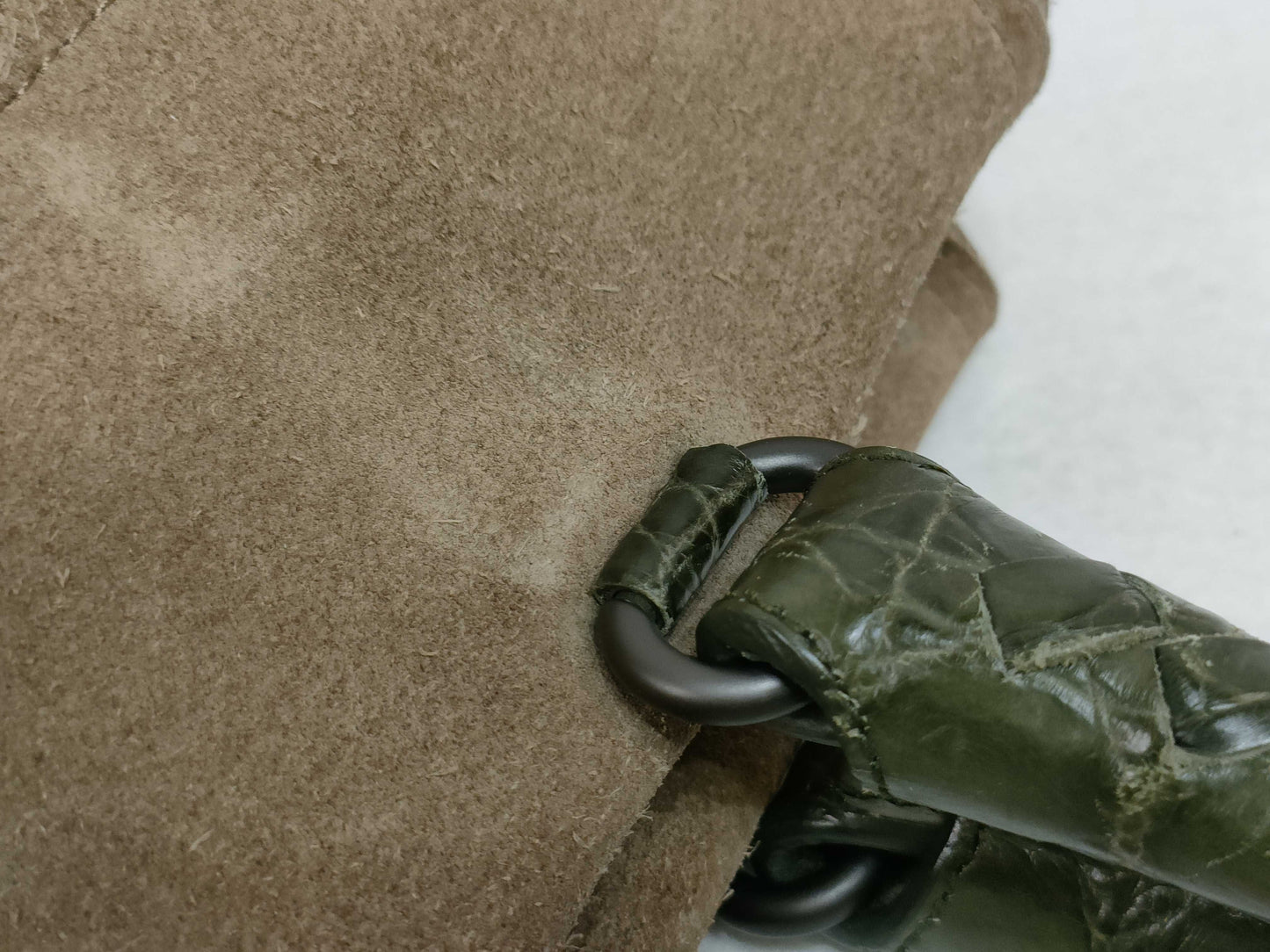 BOTTEGA VENETA Intrecciato Bottega Veneta Crocodile Boston Bag Suede Genuine Leather Tote Bag Handbag