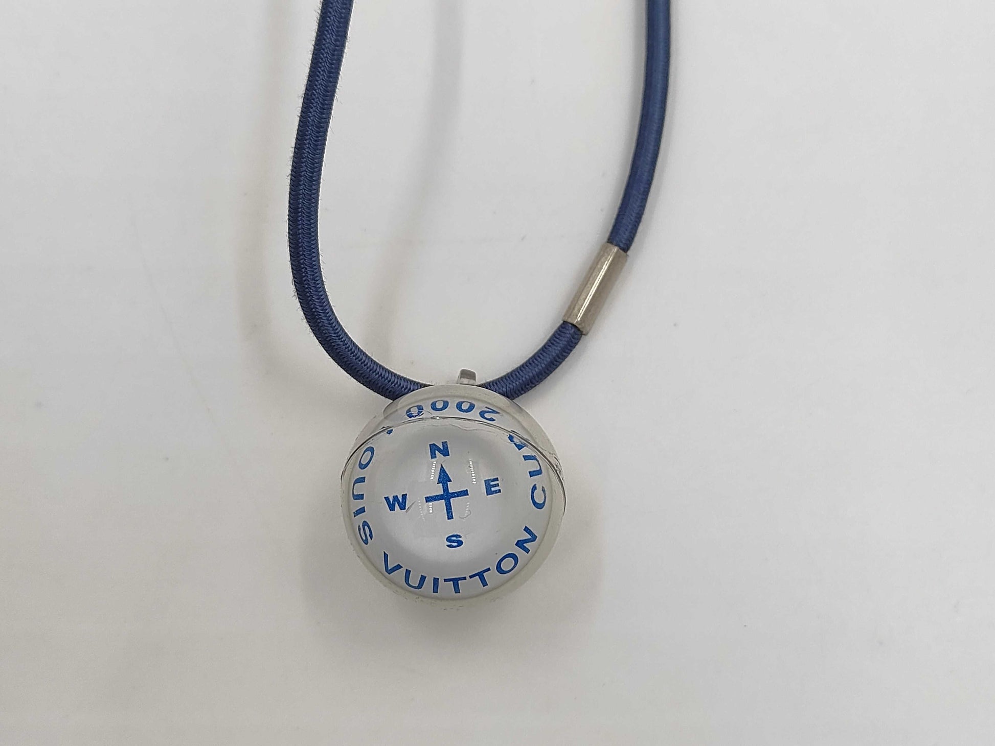 LOUIS VUITTON Louis Vuitton Compass Necklace Choker Vuitton Cup 2000 Blue Necklace with Box