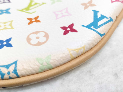 LOUIS VUITTON Monogram Multicolor Vuitton Pouch Multi White Bag Box Pouch