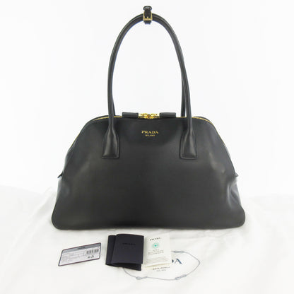 PRADA Soft Grain Leather Tote Bag 1BG522_2CYS_F0002_V_OOO Black Black Gold Fittings RFID Tag Tote Bag