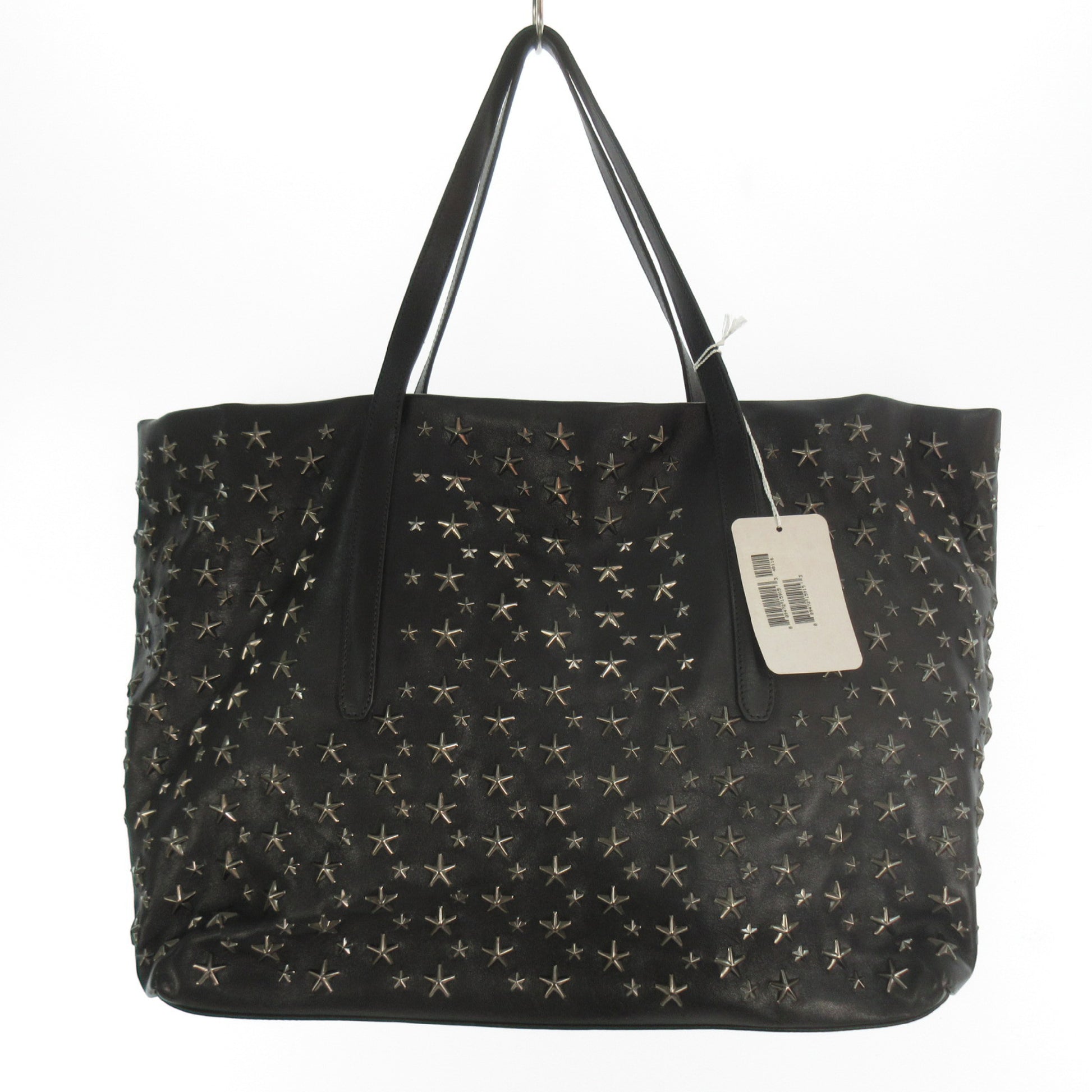 JIMMY CHOO PIMLICO Star Studs Black Black Silver Hardware Inner Camouflage Camouflage Leather Horizontal 40cm Tote Bag