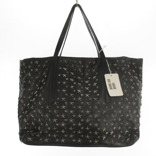 JIMMY CHOO PIMLICO Star Studs Black Black Silver Hardware Inner Camouflage Camouflage Leather Horizontal 40cm Tote Bag