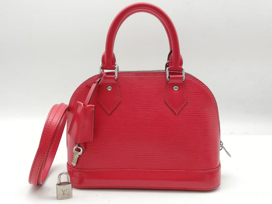 LOUIS VUITTON Epi Alma BB M41160 Shoulder Strap Crochet Padlock Handbag