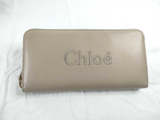 chloe Chloe Chloe Sense Wallet Round Zip Purse Beige Wallet