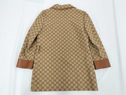 GUCCI GUCCI GG Canvas Jacket with Webstripe Belt 682302 42 Tagged Unused Jacket