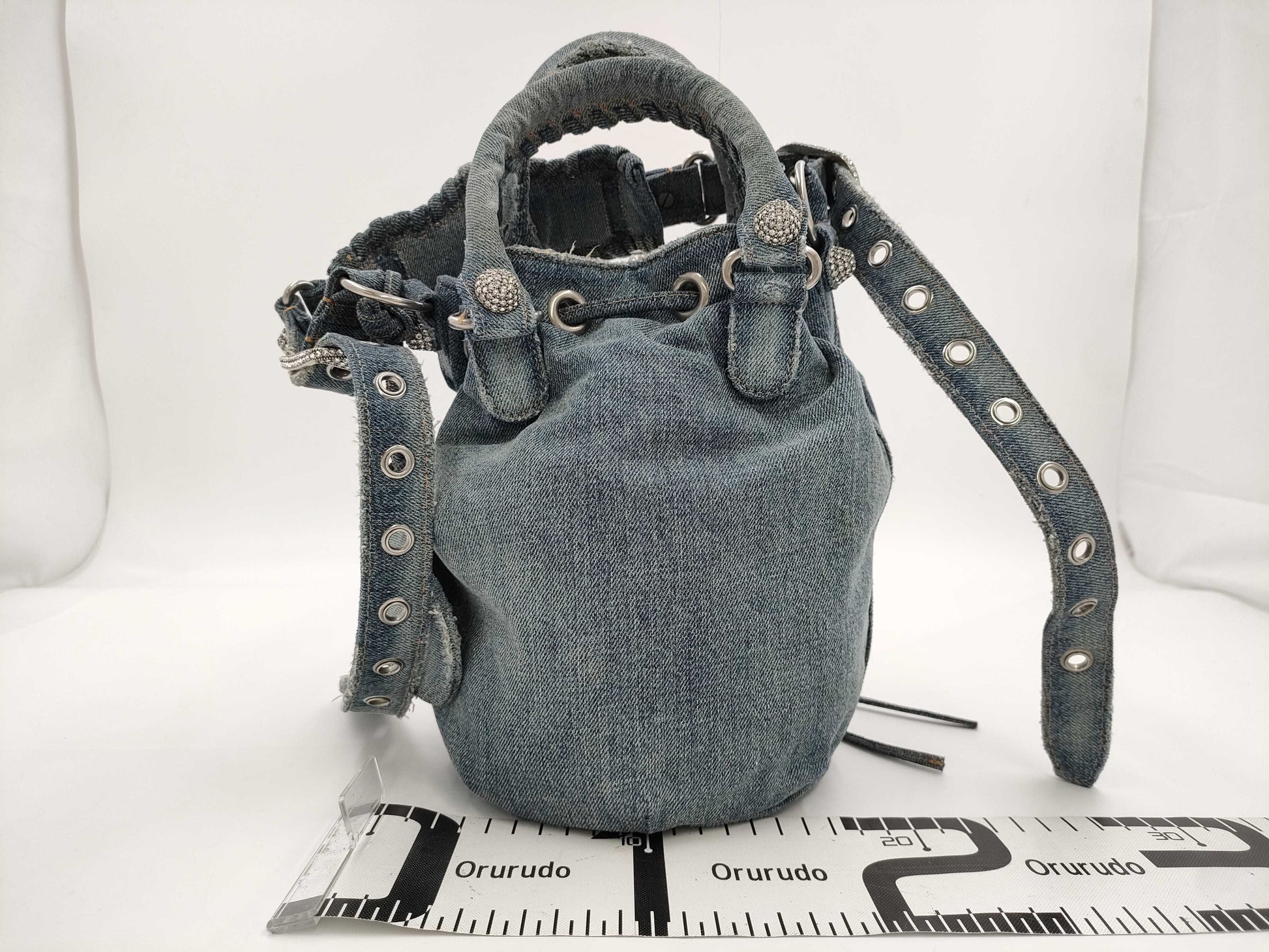 BALENCIAGA Le Cagor Bucket 702432 Denim Damaged 2way Bag