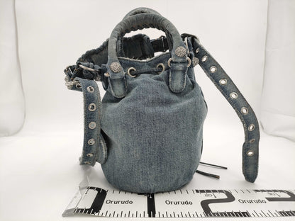 BALENCIAGA Le Cagor Bucket 702432 Denim Damaged 2way Bag