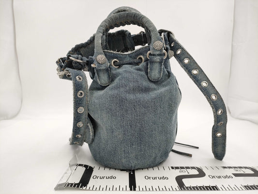 BALENCIAGA Le Cagor Bucket 702432 Denim Damaged 2way Bag