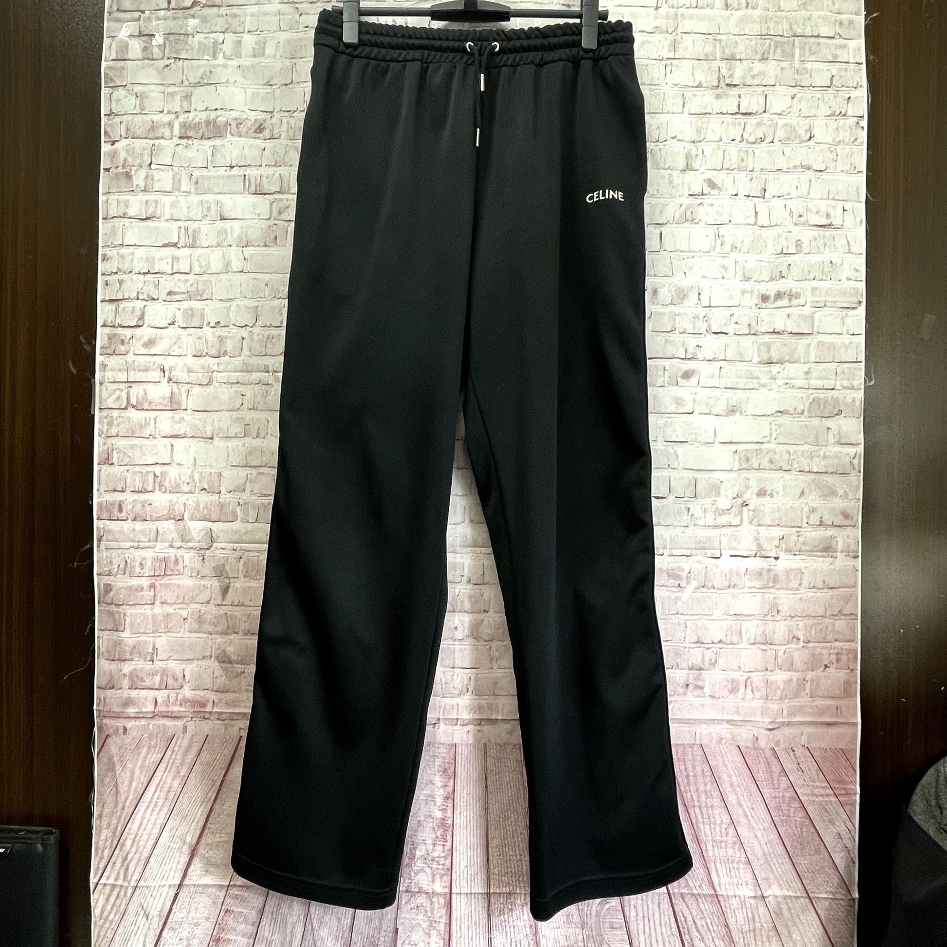 CELINE MBROIDERED TRACK PANTS Embroidered Sideline Track Pants Loose Fit Black 2Z0991210 Pants