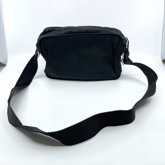 PRADA Tesuto Nylon Silver Hardware Black Shoulder Bag