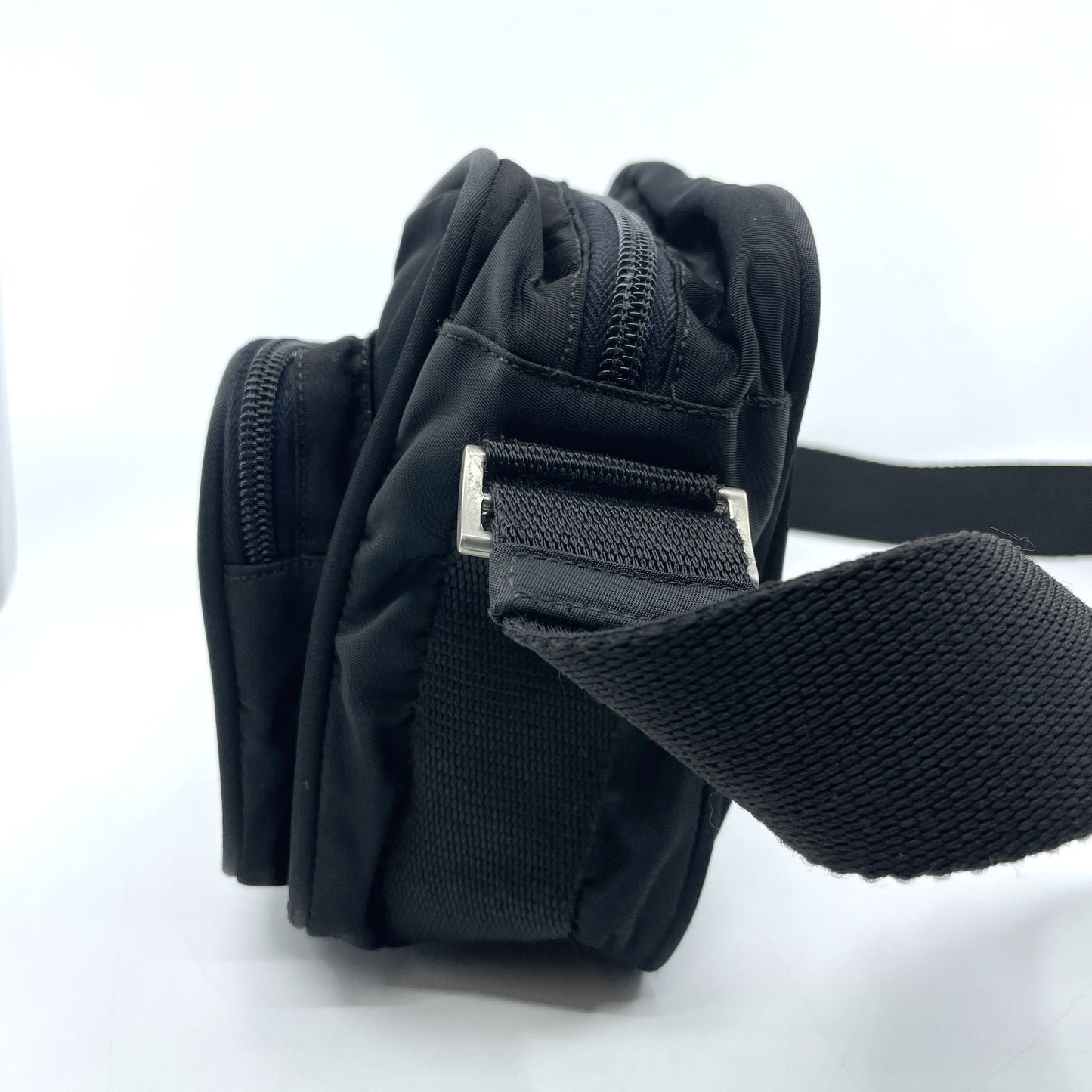 PRADA Tesuto Nylon Silver Hardware Black Shoulder Bag