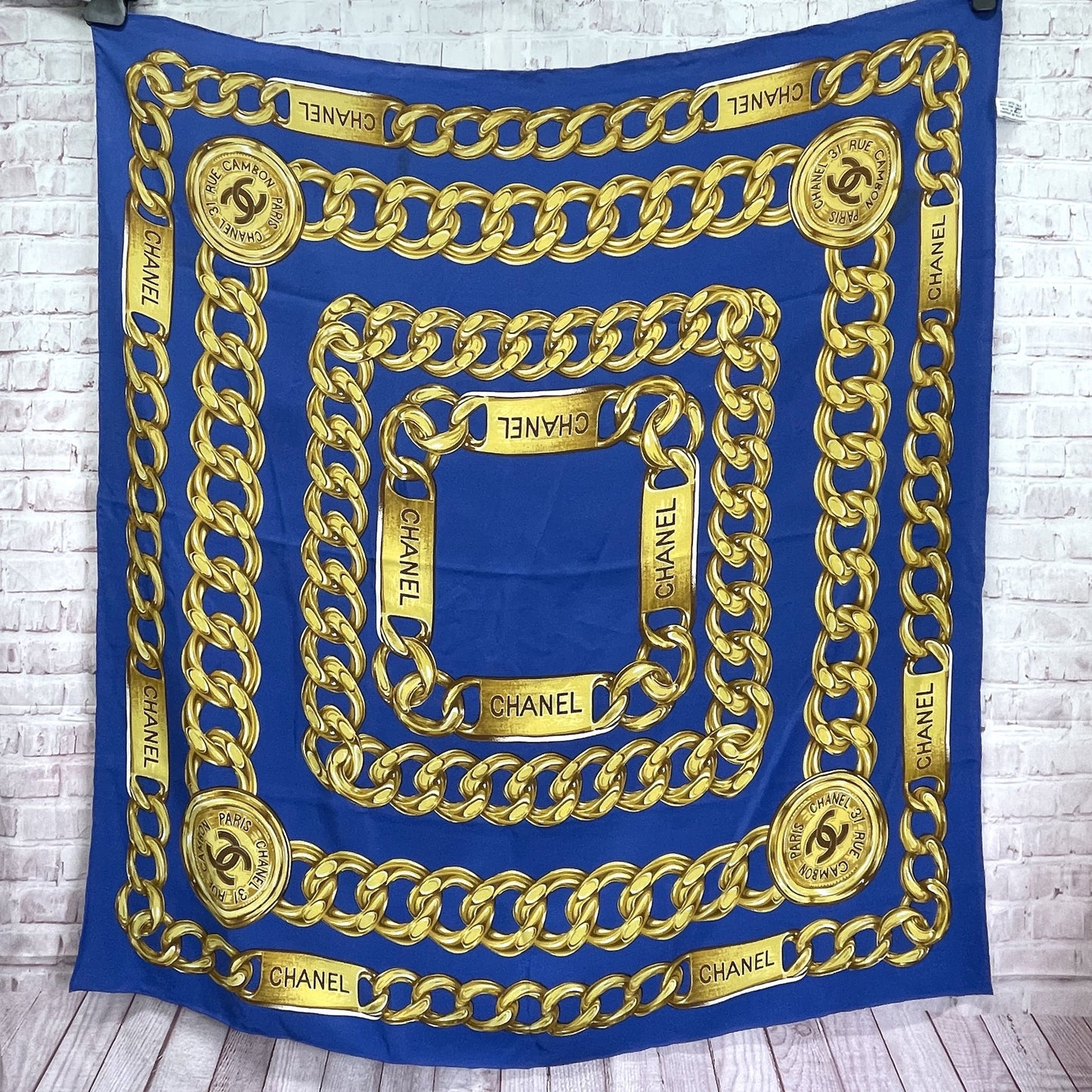 CHANEL Large Format Scarf Chain 100% Silk Other Accessories