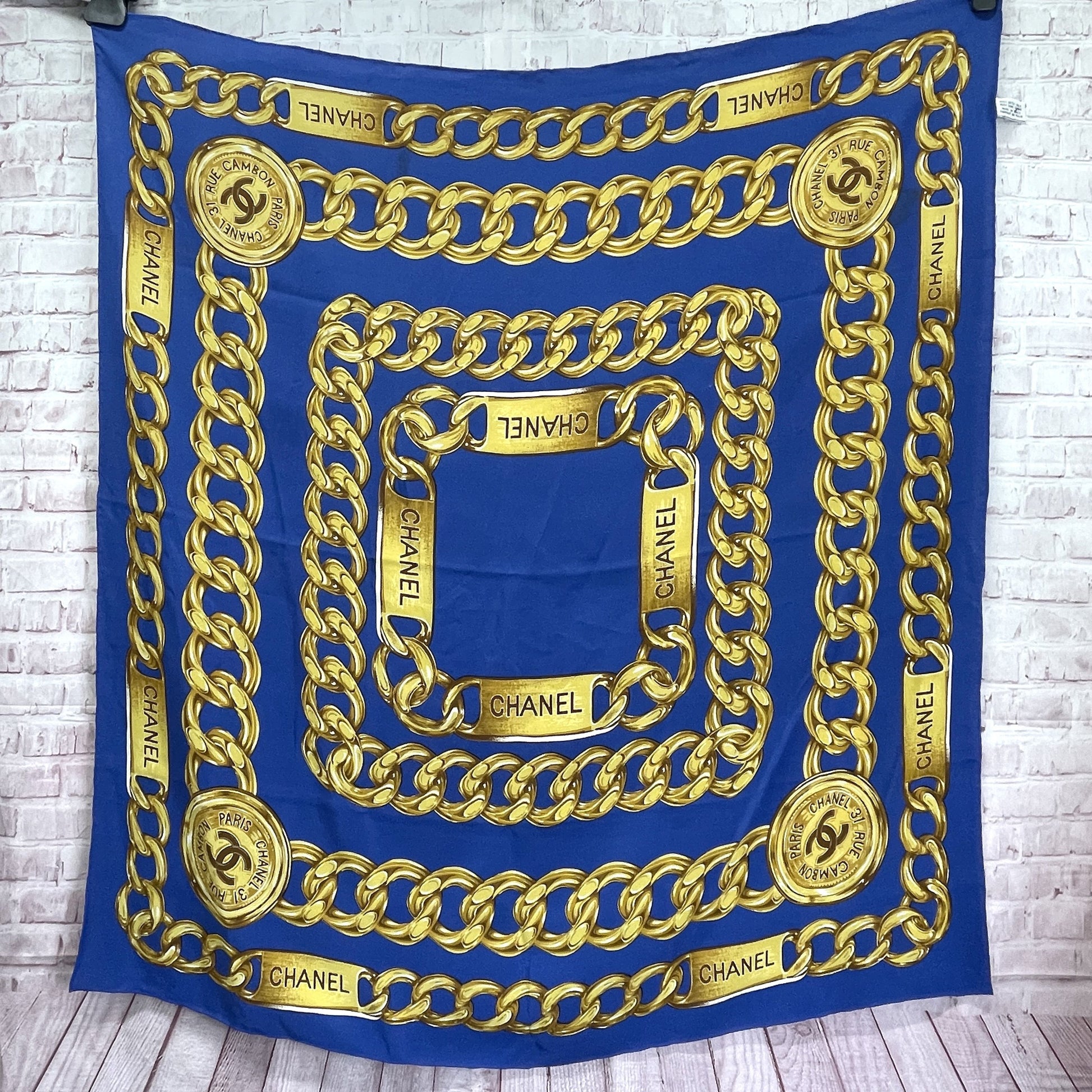 CHANEL Large Format Scarf Chain 100% Silk Other Accessories