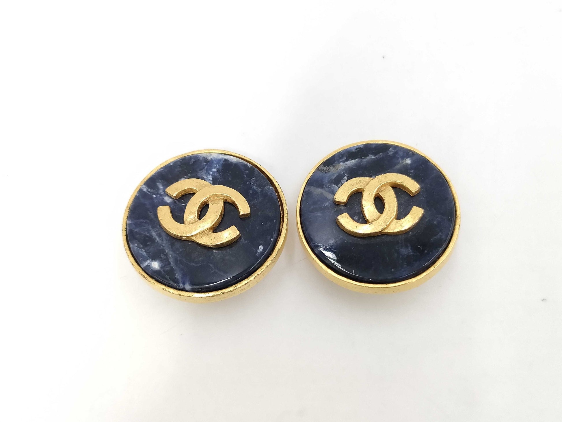 CHANEL Earrings Marble Coco Mark Stone Large 95A Earrings